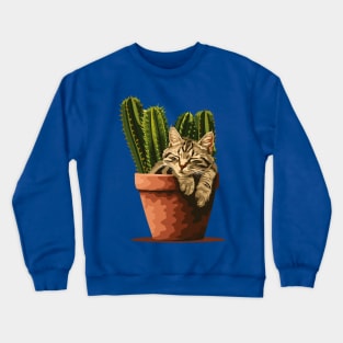 cactus and cat Crewneck Sweatshirt